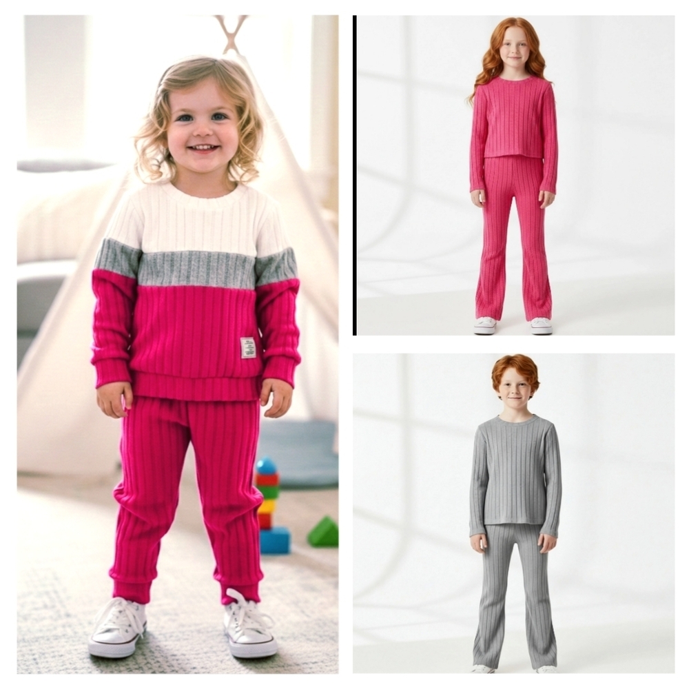 Kids Colorful Ribbed Knit 2-Ppc. Set